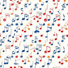 Seamless music note pattern wallpaper for home decoration vibrant colors fun background design