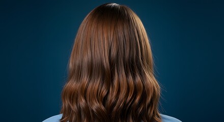 Naklejka premium Brunette flowing hair - inner radiance and natural beauty - beauty product campaign