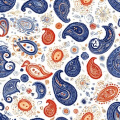 Naklejka premium Seamless paisley pattern wallpaper for home decoration vibrant colors floral background modern aesthetic