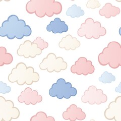 Seamless cloud pattern wallpaper for nursery decoration soft colors playful design aesthetic background
