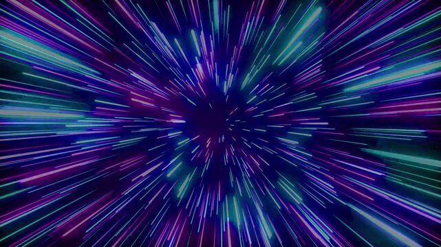 Abstract neon lines zoom background, particle lighting neon lines zoom looping background animation
