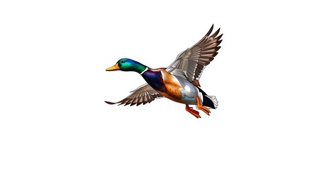 Illustration of a flying mallard duck - symbolizes freedom - suitable for nature themed illustrations