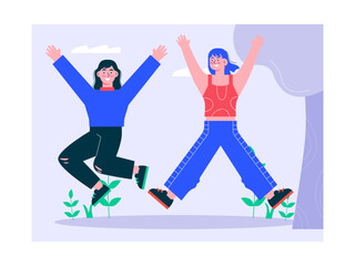 Gen Z are jumping illustration. Generation Z illustration. Flat vector illustration concept.