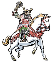 軍配をかざす将軍-カラー