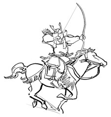 流鏑馬-線画