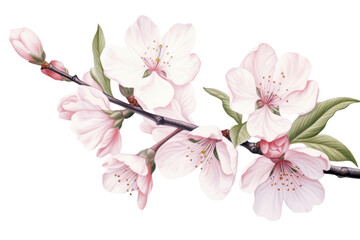 Naklejka premium PNG Botanical illustration isolated sakura flower blossom plant.