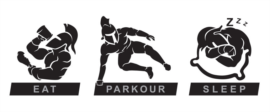 Eat, Parkour, Sleep - Spartan Race Design Silhouette. Derived from my own sketch