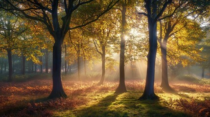 Obraz premium Twilight Mist in Mystical Forest