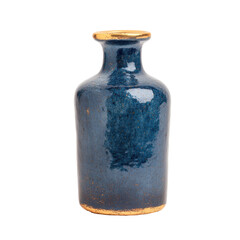 Elegant blue ceramic vase with golden accents