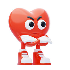 Angry Heart Character 3D Character Illustration.
