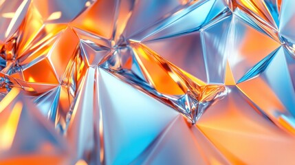 Abstract Geometric Facets with Orange and Blue Reflections