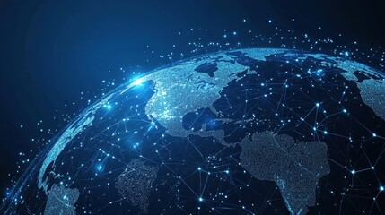 Fototapeta premium Global cyber network concept with glowing data highways, high-tech digital background