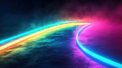 Abstract Glowing Lines on Rippled Surface