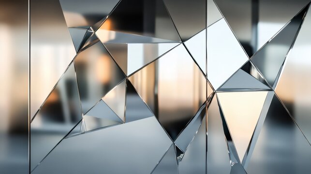 Abstract Triangular Mirror Mosaic Reflecting Interior