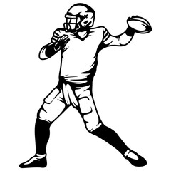 Football Player | American Football | Football Run | Football Team | Football League | Football | Football Ball | Football Pass | Original Illustration | Vector and Clipart | Cutfile and Stencil