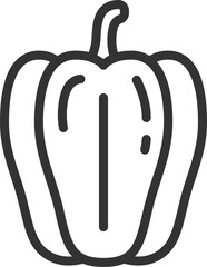 ピーマンのアイコン（線画）のイラスト