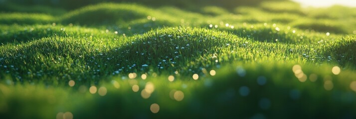 Green fresh grass lawn in Spring.