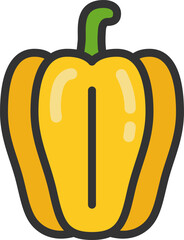 黄色のパプリカのアイコン（線画カラー）のイラスト