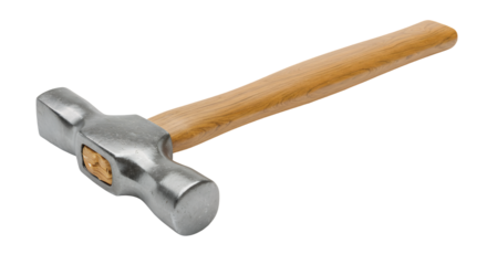 Ball Peen Hammer with Wooden Handle Isolated on Black Background