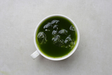Herbal juice drink, Fresh green centella asiatica leaves or water pennywort plant or gotu kola.
