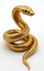 Handcrafted Golden Snake Sculpture