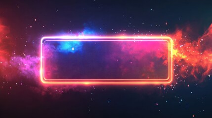 Obraz premium Illuminated Rectangle with Colorful Smoke and Particles