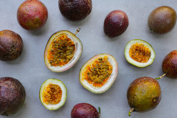 Ripe purple passion fruits, Tropical fruits