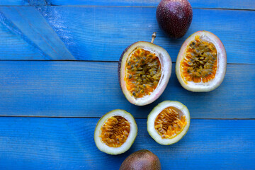 Ripe purple passion fruits, Tropical fruits