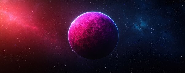 Universe Expansion Dynamics Concepts. Vibrant planet surrounded by a colorful cosmic background.