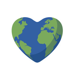 Earth planet in a hearth vector flat illustrations