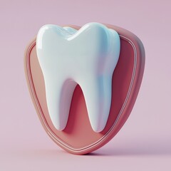 Modern dental care, protection in 3D insurance icon.