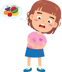 Woman hold her stomach because she feel hungry