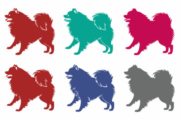 set of Pomeranian Dog Silhouette vector illustration