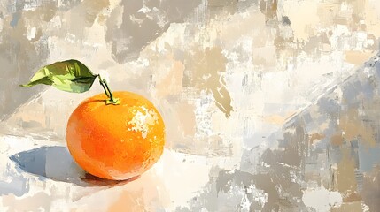 Vibrant Orange Still Life Painting, Impasto Texture
