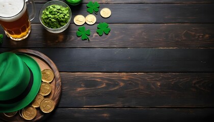 St. Patrick's Day party! We’ll have refreshing Irish beers and ales, tasty bites, and a fun green burger, all set up on a charming wooden bar table.