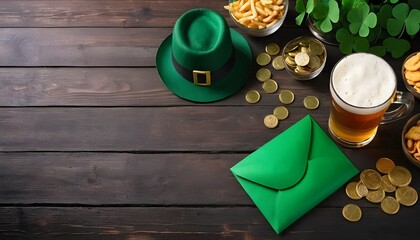 St. Patrick's Day party! We’ll have refreshing Irish beers and ales, tasty bites, and a fun green burger, all set up on a charming wooden bar table.