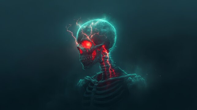 a skeleton mage with lightning arking around its boney form