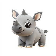 Obraz premium Cute 3D rhino character isolated on white