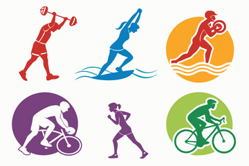 set of Fitness Silhouette vector illustration