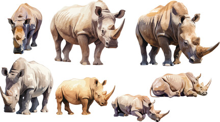 rhinoceros watercolor illustration © dian's