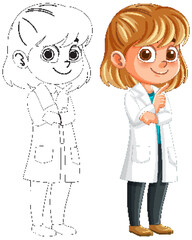 Young Scientist in Lab Coat Illustration