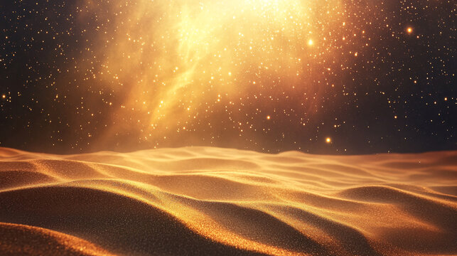Heavenly Manna on Desert Sands: A Celestial Glow with Expansive Copy Space