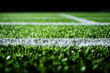 A bold statement of a football field on a black background, celebrating the heart of team sports