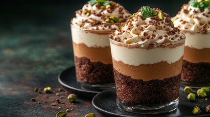 Delicious Chocolate Mousse Dessert in Glass.