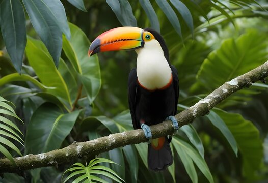 Rangkong, Enggang, Julang, Kangkareng  on a branch in the jugle AI Generated