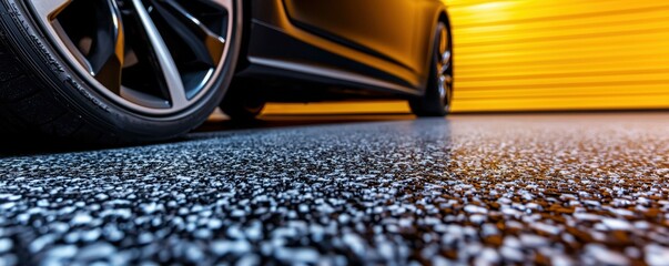 Sleek Automotive Presentation of a Car in a Garage with Epoxy Floor Coating