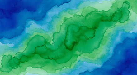 Abstract Green Blue Watercolor Swirl Texture. AI Generated