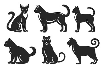 set of Cat Dog Silhouette vector illustration