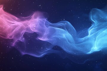 Naklejka premium Abstract neon waves of blue and pink energy flowing in darkness