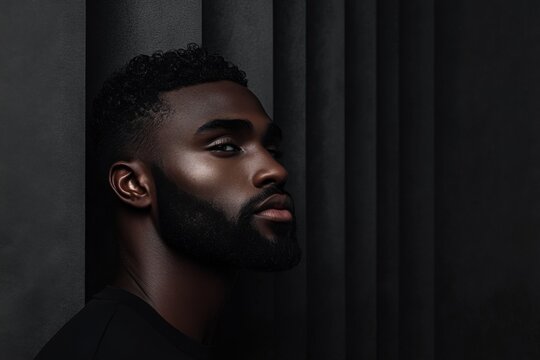 Portrait of a serious black man with confident strong expression